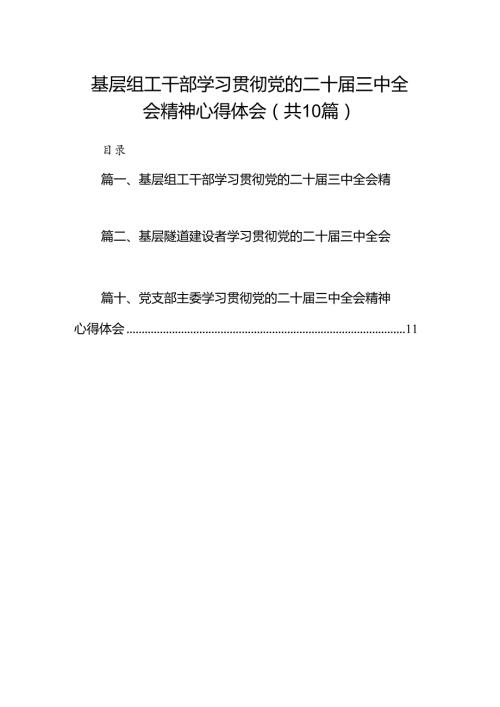 （10篇）基层组工干部学习贯彻党的二十三中全会精神心得体会范文.docx