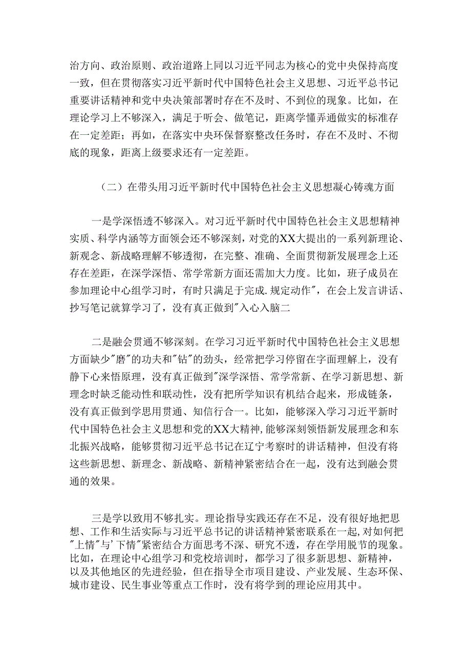 市政府领导班子民主生活会对照检查材料.docx_第2页