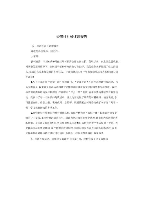 经济社社长述职报告.docx