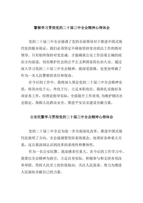 警察学习贯彻党的二十三中全会精神心得体会范本8篇（最新版）.docx