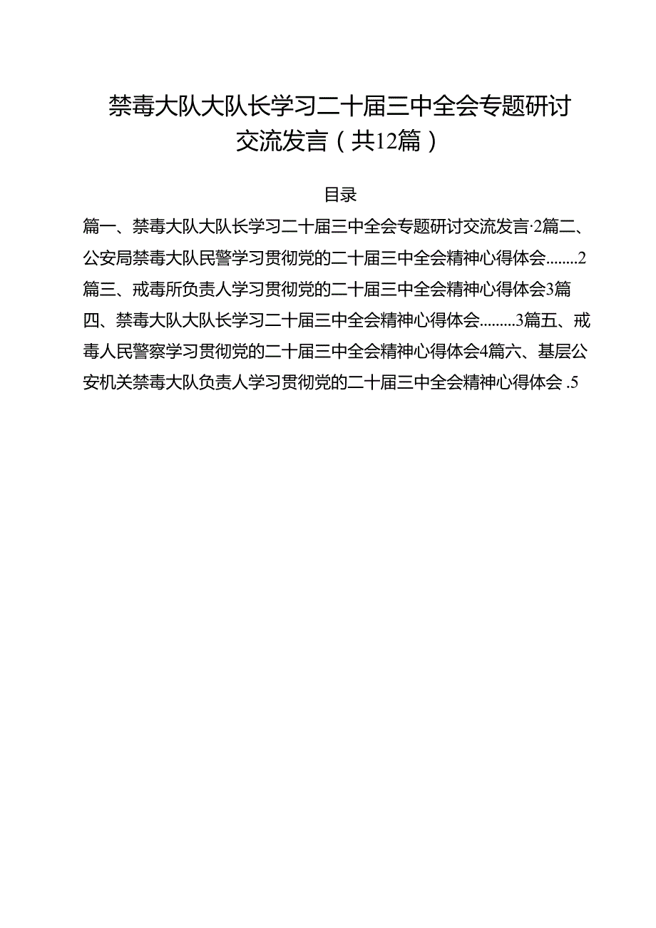 禁毒大队大队长学习二十三中全会专题研讨交流发言12篇（详细版）.docx_第1页