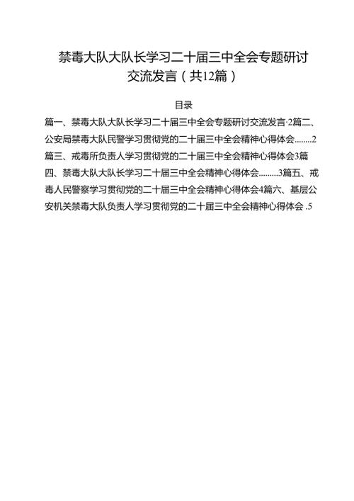 禁毒大队大队长学习二十三中全会专题研讨交流发言12篇（详细版）.docx