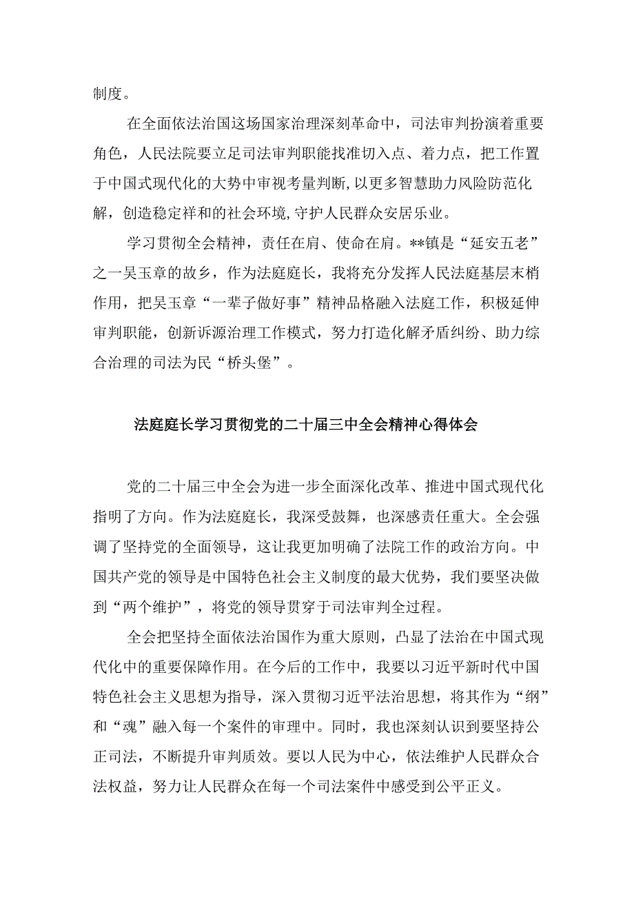 （11篇）法院庭长学习贯彻党的二十三中全会精神心得体会范文.docx_第3页