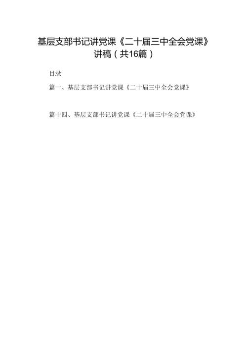 (16篇)基层支部书记讲党课《二十三中全会党课》讲稿（精选）.docx