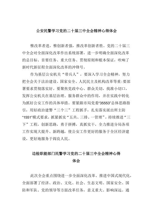 公安民警学习党的二十三中全会精神心得体会8篇（最新版）.docx