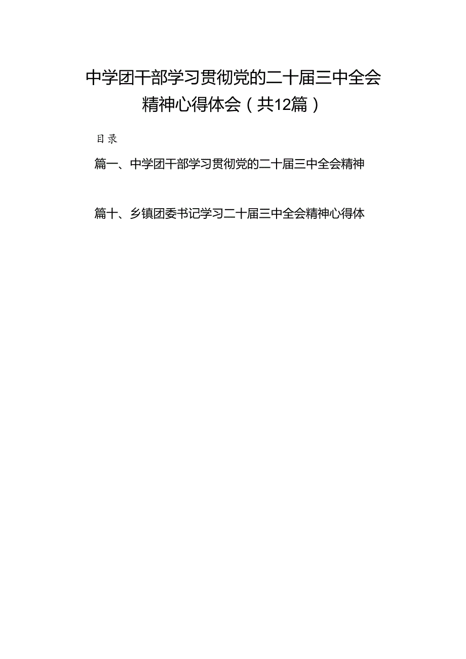 中学团干部学习贯彻党的二十三中全会精神心得体会（共12篇）.docx_第1页