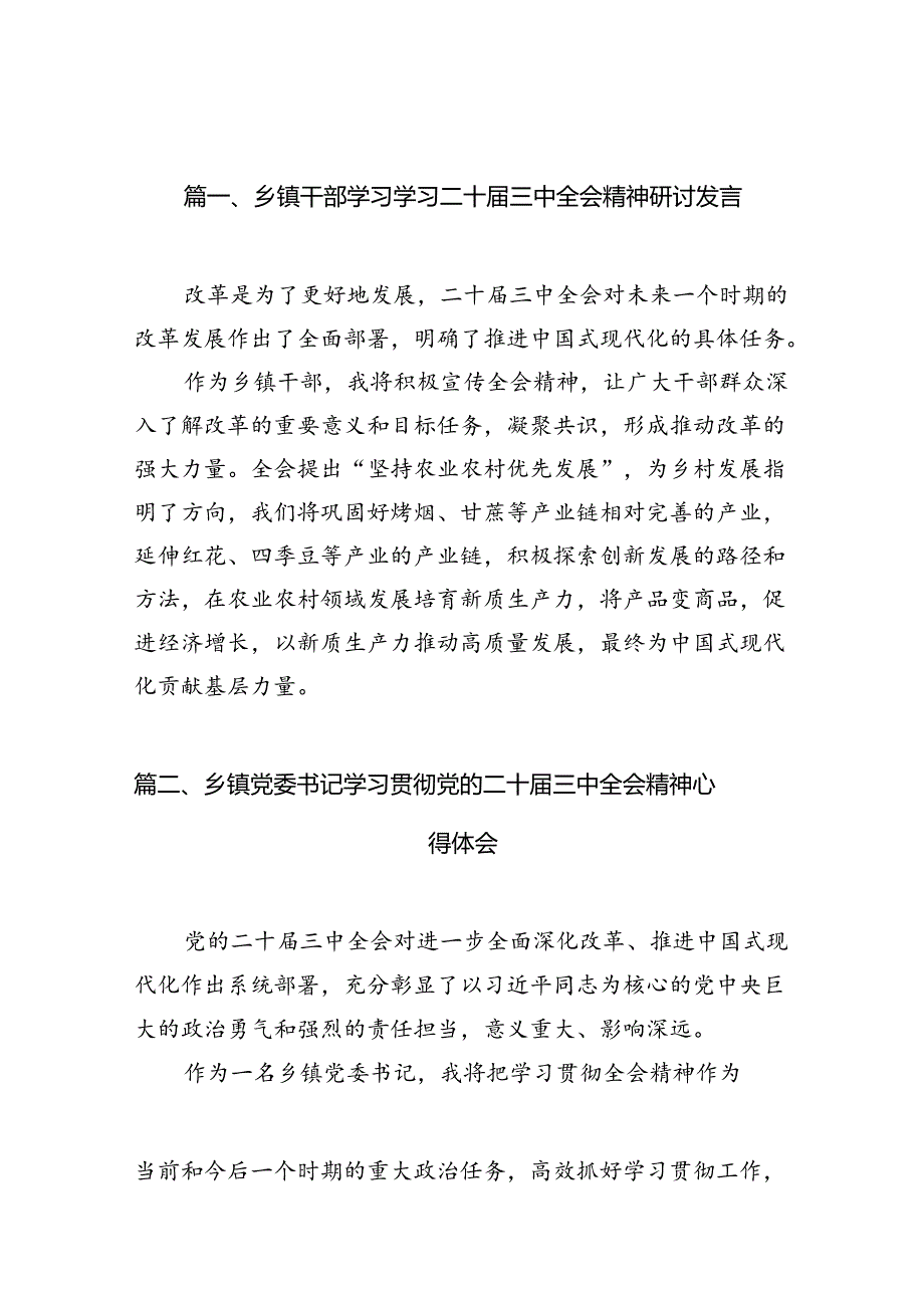 （10篇）乡镇干部学习学习二十三中全会精神研讨发言（精选）.docx_第2页