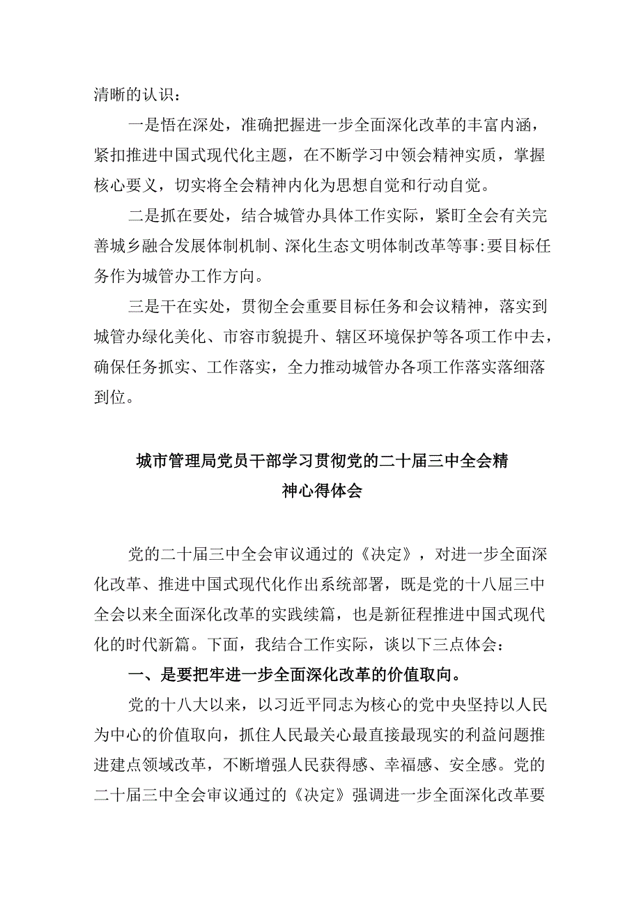 （8篇）城市管理工作人员学习党的二十三中全会精神心得体会研讨发言（详细版）.docx_第2页