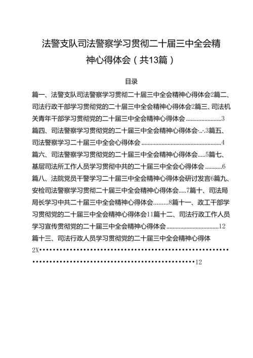（13篇）法警支队司法警察学习贯彻二十三中全会精神心得体会（精选）.docx