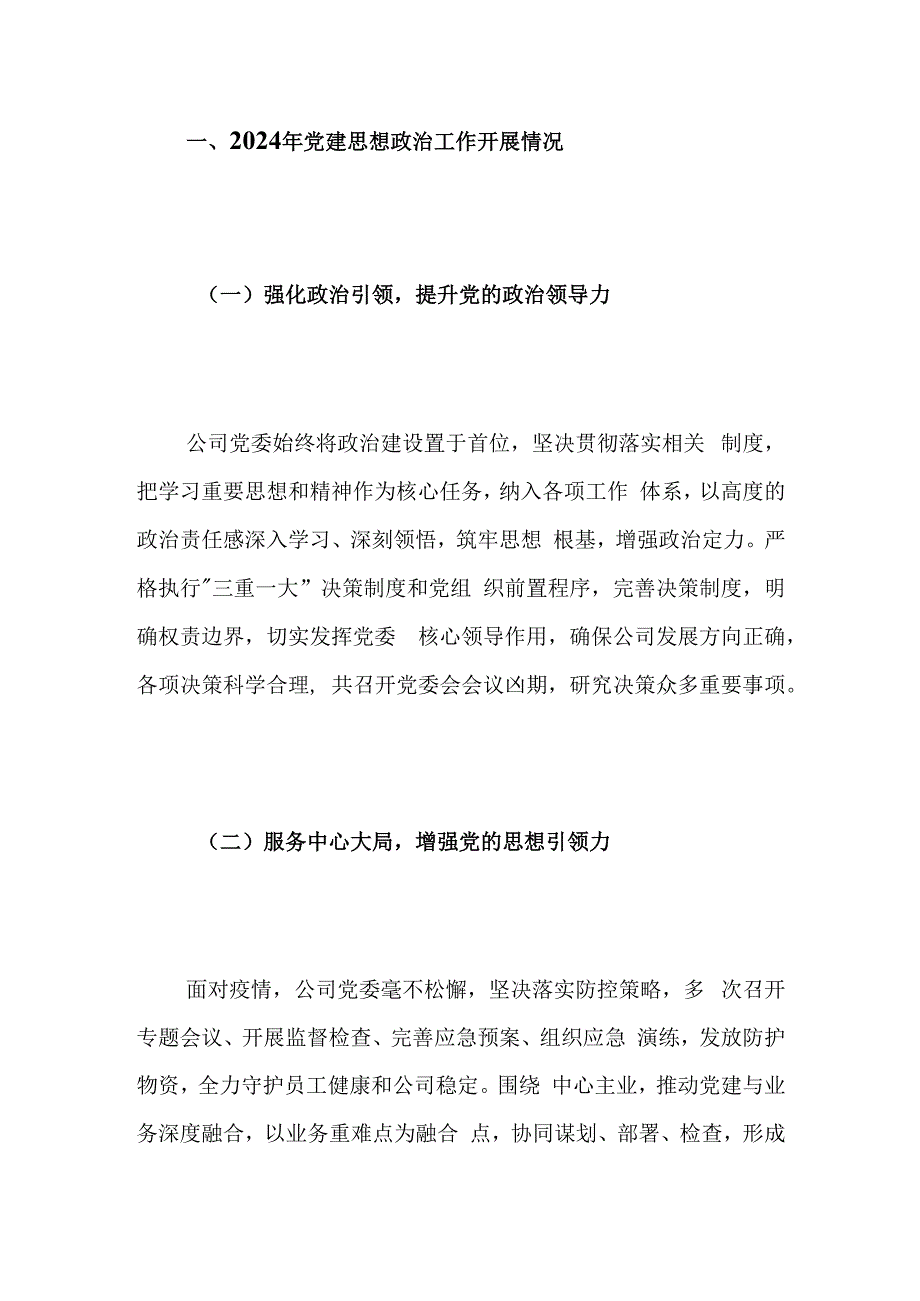 1.公司党委2024年党建工作总结暨2025年工作计划（完整版）.docx_第2页