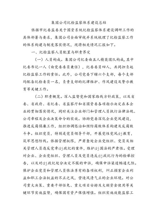 集团公司纪检监察体系建设总结.docx