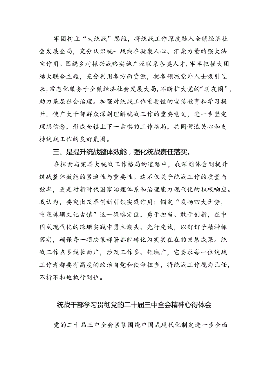 （9篇）统战委员学习贯彻二十三中全会精神心得体会范文.docx_第2页