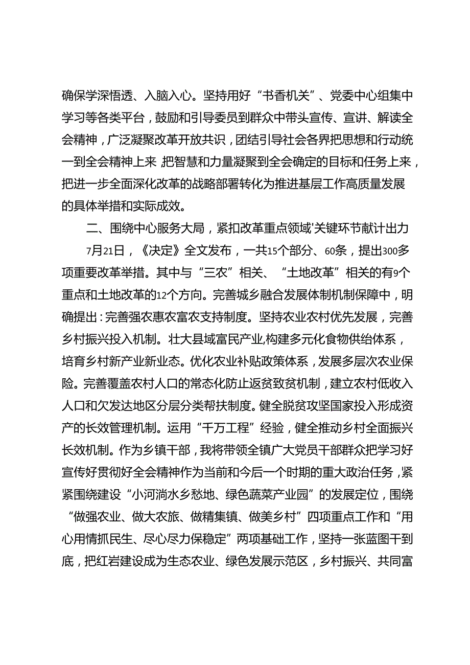 2024年乡镇干部、党员干部、集团干部党的二十三中全会精神交流研讨材料.docx_第2页