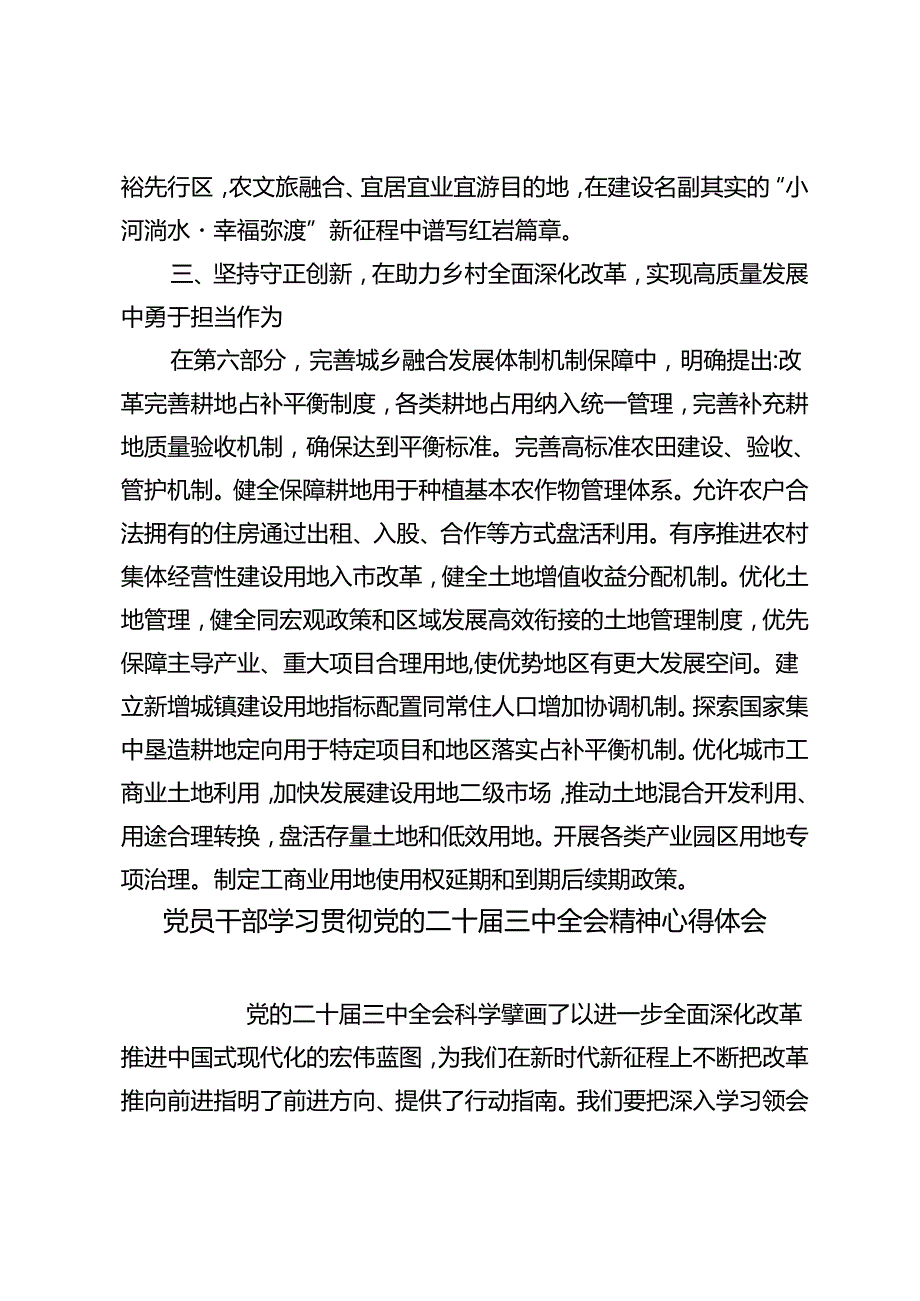 2024年乡镇干部、党员干部、集团干部党的二十三中全会精神交流研讨材料.docx_第3页