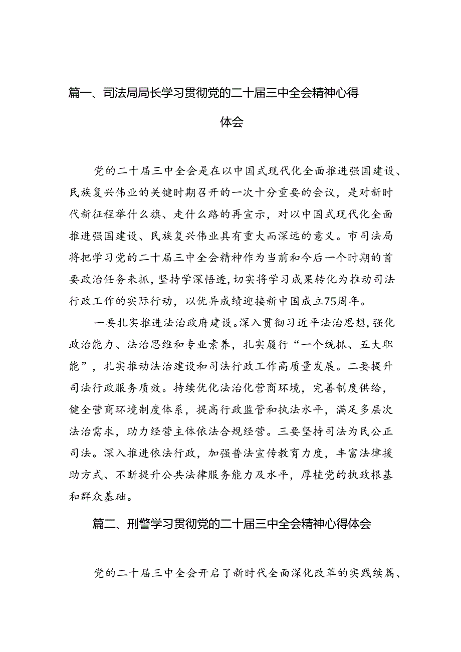 （10篇）司法局局长学习贯彻党的二十三中全会精神心得体会（详细版）.docx_第2页