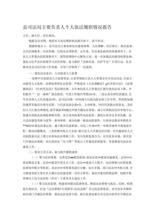 县司法局主要负责人个人依法履职情况报告.docx