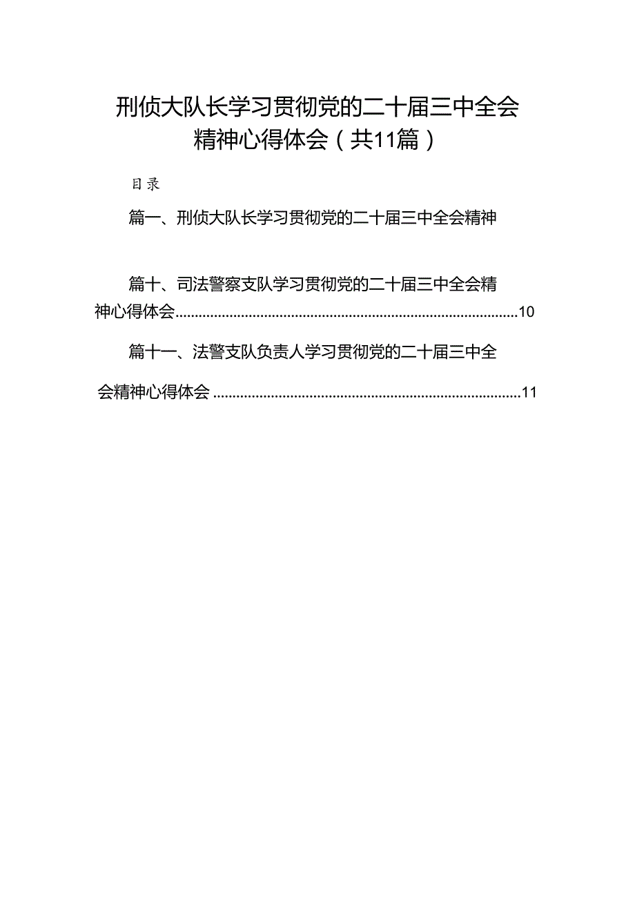 （11篇）刑侦大队长学习贯彻党的二十三中全会精神心得体会范文.docx_第1页