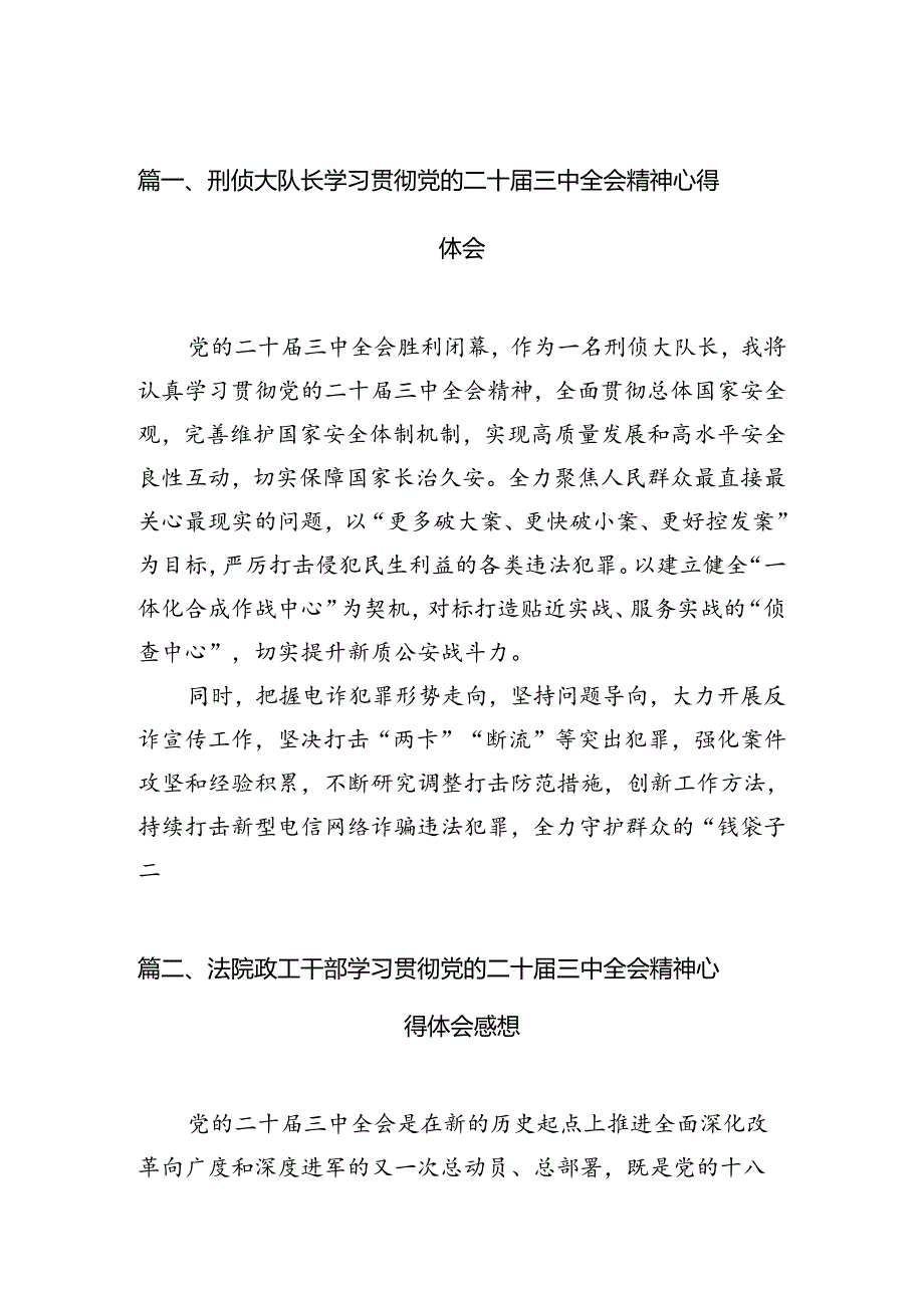 （11篇）刑侦大队长学习贯彻党的二十三中全会精神心得体会范文.docx_第2页