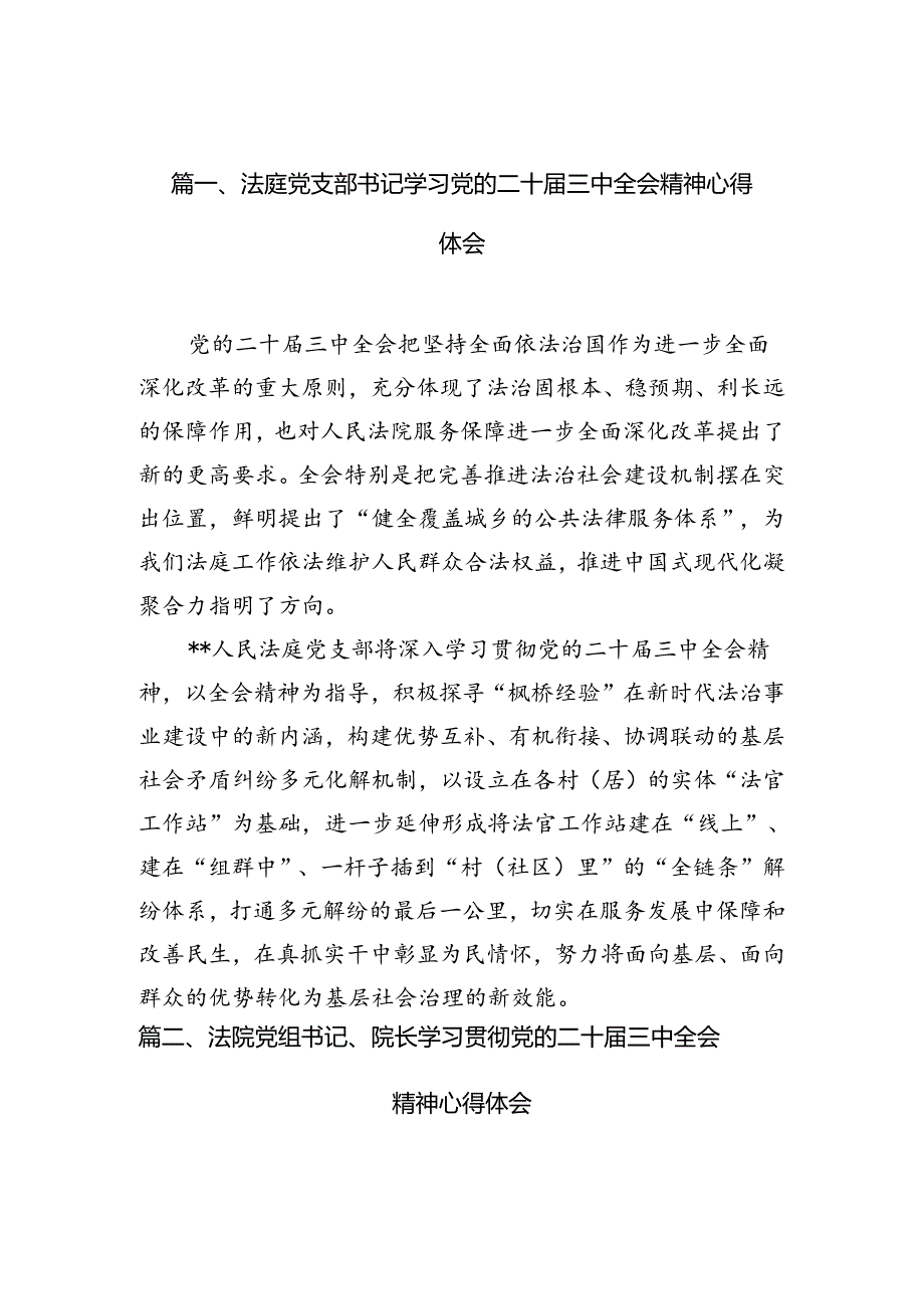 （10篇）法庭党支部书记学习党的二十三中全会精神心得体会范文.docx_第2页