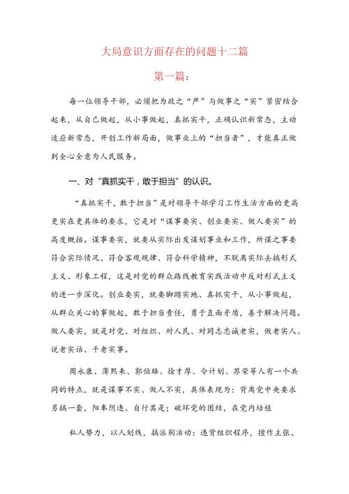 大局意识方面存在的问题十二篇(1).docx