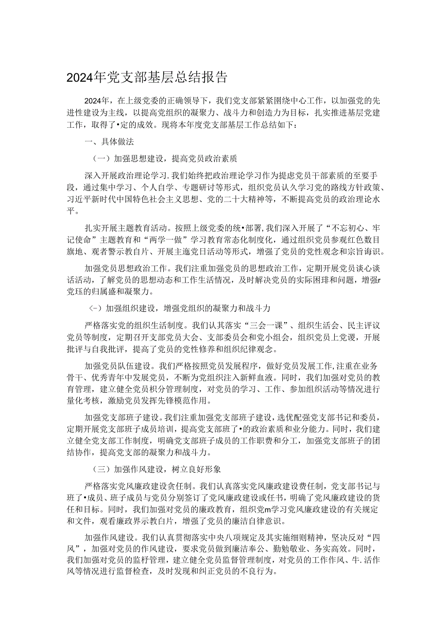 2024 年党支部基层总结报告.docx_第1页