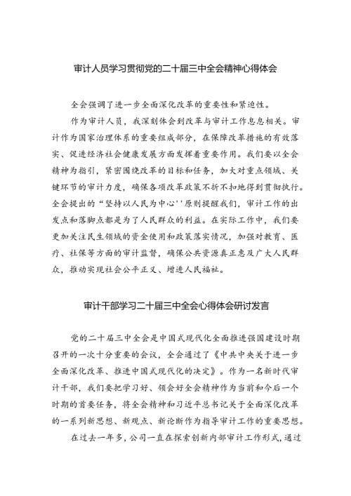 （7篇）审计人员学习贯彻党的二十三中全会精神心得体会范文.docx