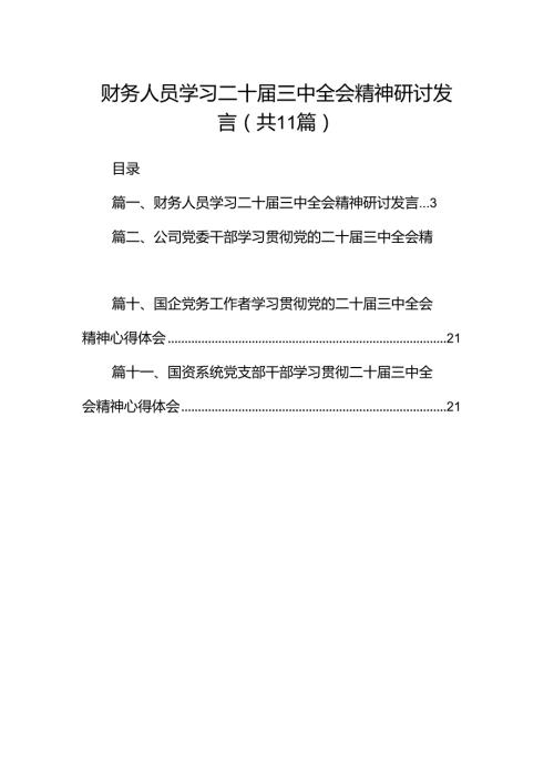 （11篇）财务人员学习二十三中全会精神研讨发言（详细版）.docx