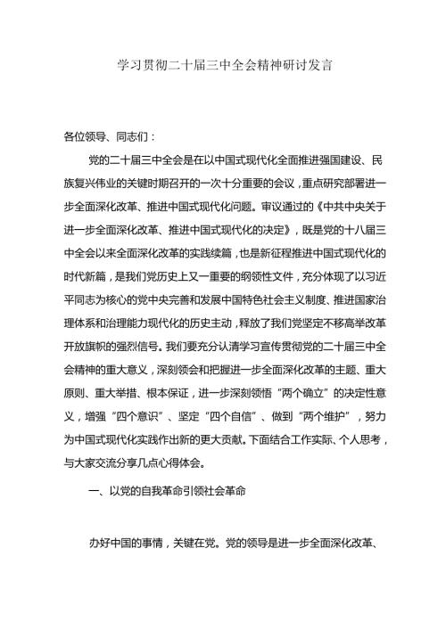 二十三中全会研讨发言10篇.docx