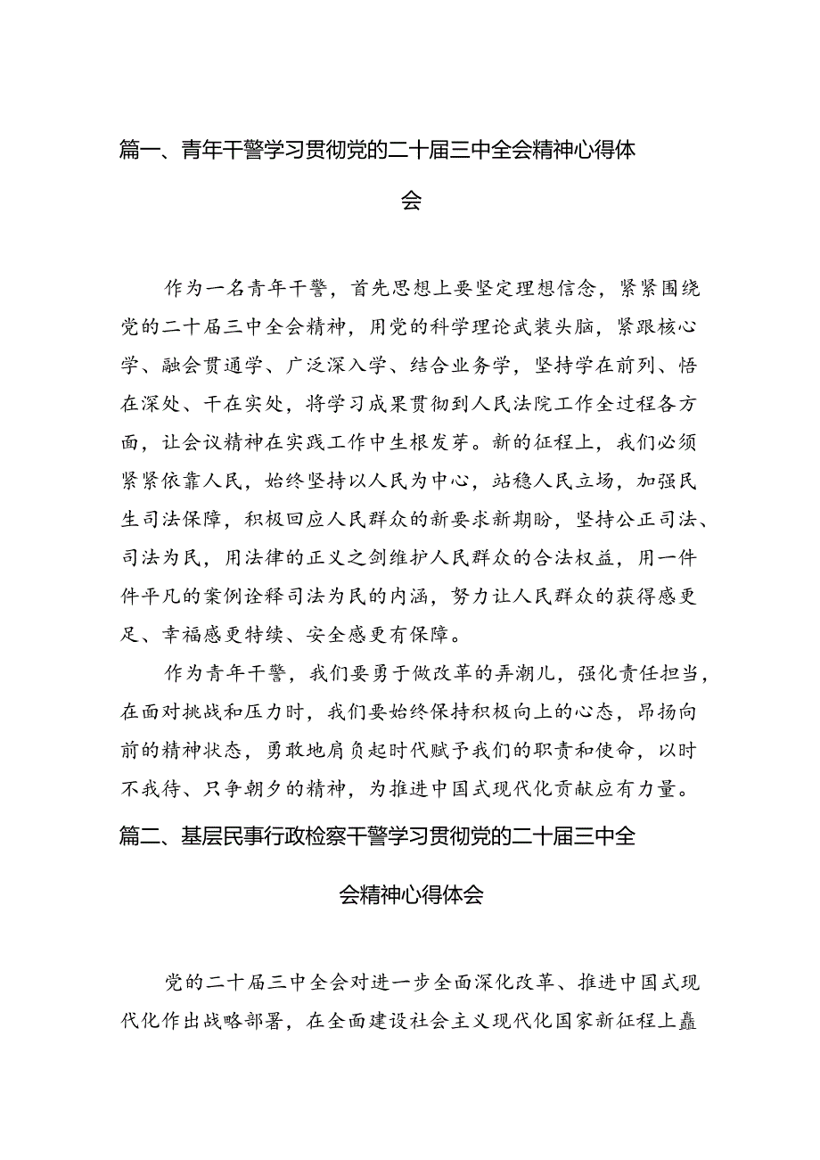 青年干警学习贯彻党的二十三中全会精神心得体会12篇供参考.docx_第2页