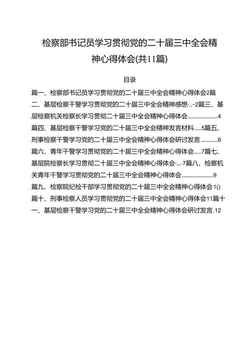 检察部书记员学习贯彻党的二十三中全会精神心得体会11篇（精选）.docx