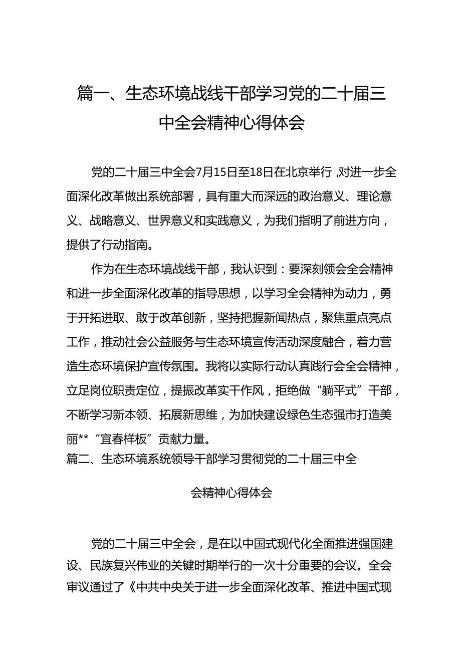 （10篇）生态环境战线干部学习党的二十三中全会精神心得体会（最新版）.docx_第2页