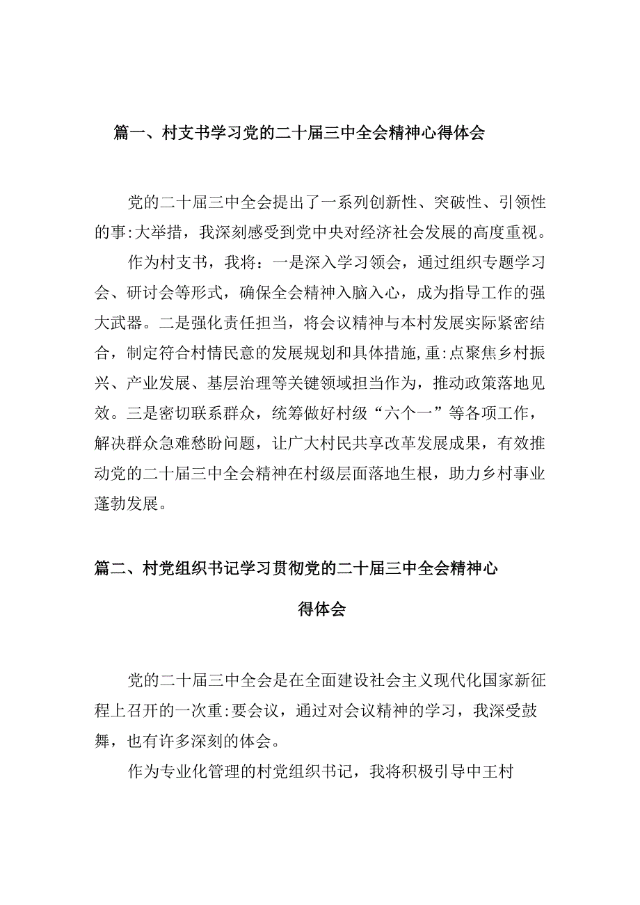 （10篇）村支书学习党的二十三中全会精神心得体会范文.docx_第2页