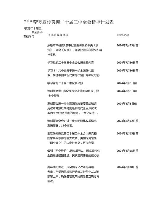 ：学习宣传贯彻二十三中全会精神计划表.docx