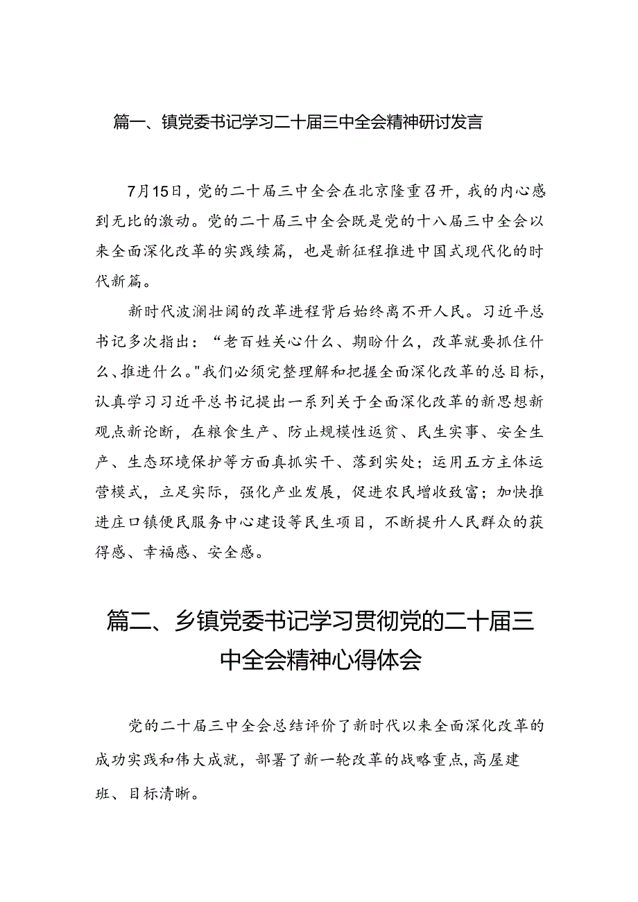 镇党委书记学习二十三中全会精神研讨发言 （汇编7份）.docx_第2页
