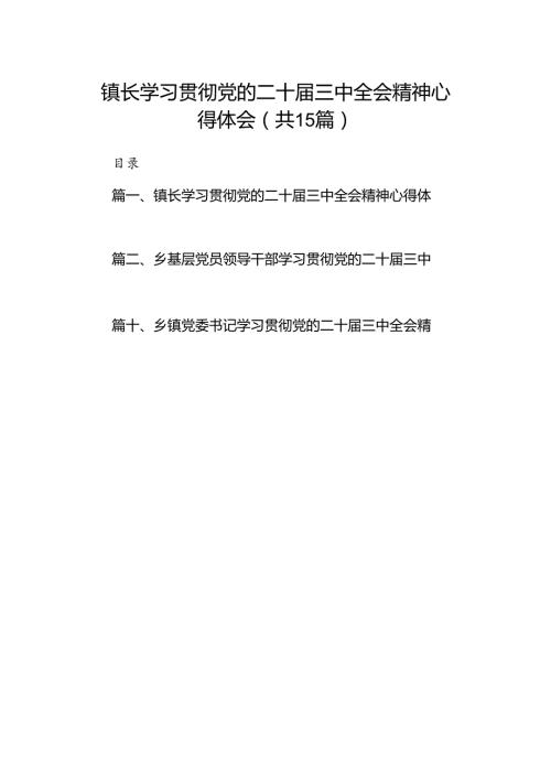 （15篇）镇长学习贯彻党的二十三中全会精神心得体会（详细版）.docx