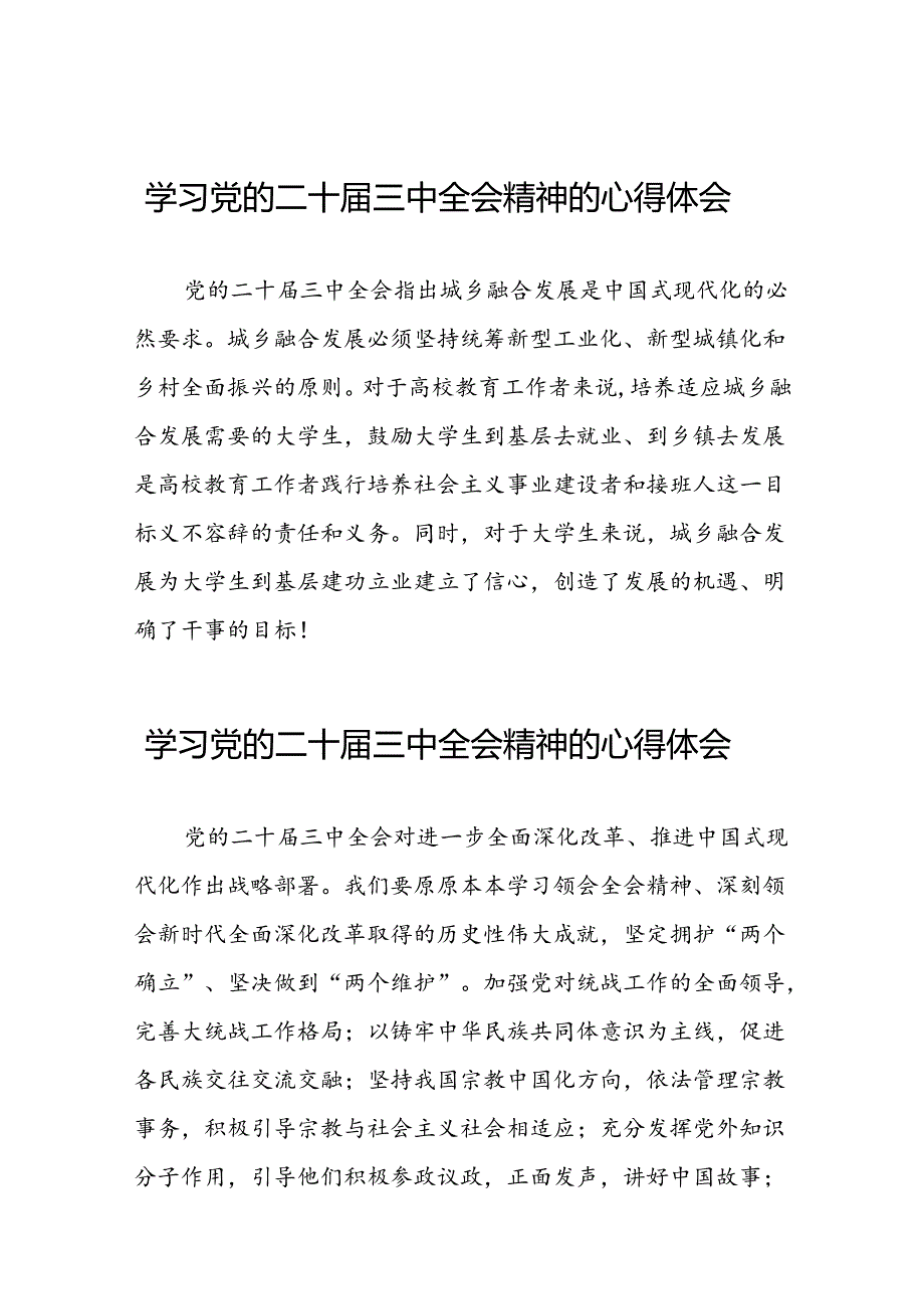 2024年党的二十三中全会精神学习体会简短发言四十四篇.docx_第1页