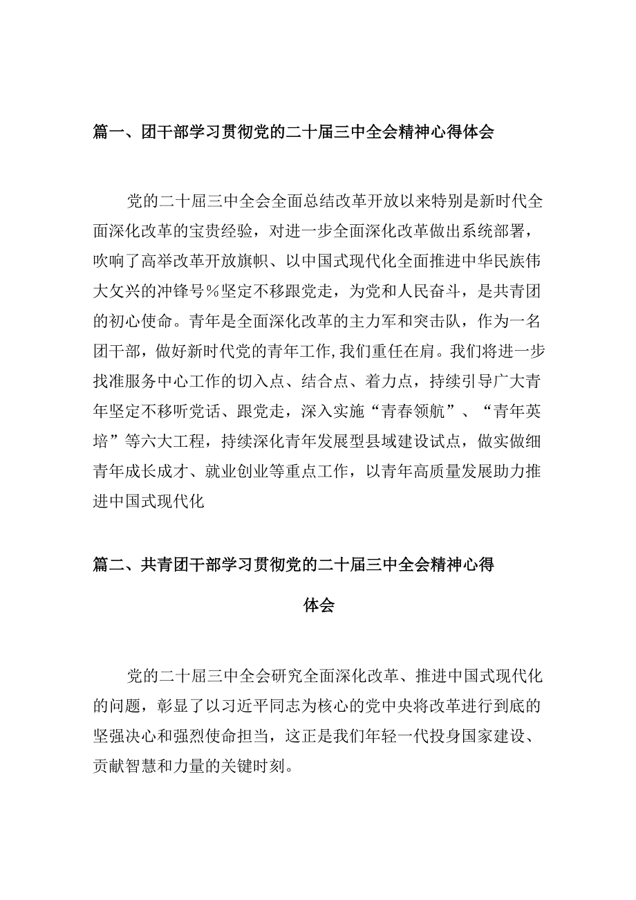 （10篇）团干部学习贯彻党的二十三中全会精神心得体会合计.docx_第2页
