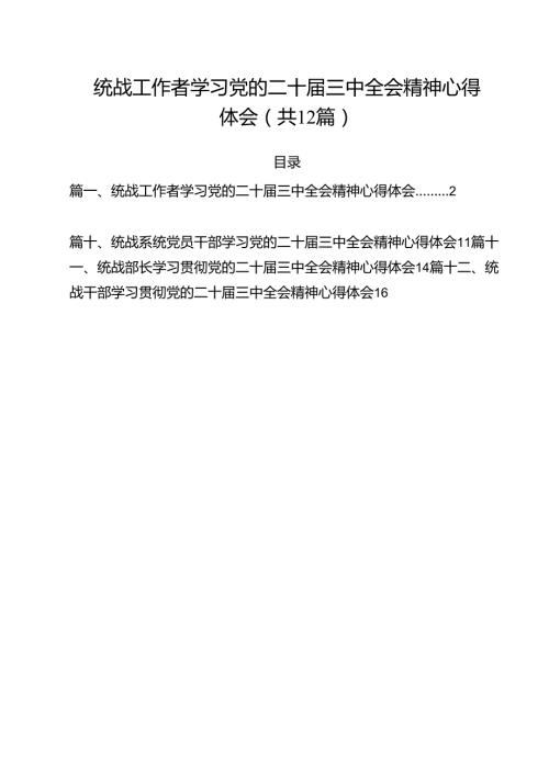 统战工作者学习党的二十三中全会精神心得体会12篇（精选）.docx