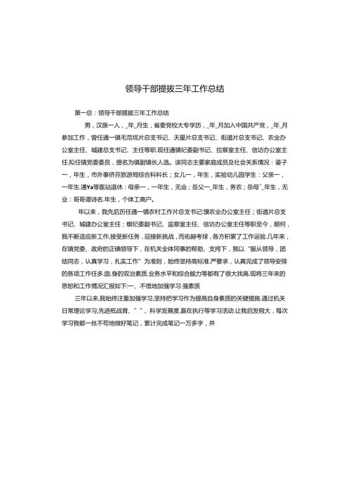 领导干部提拔三年工作总结.docx