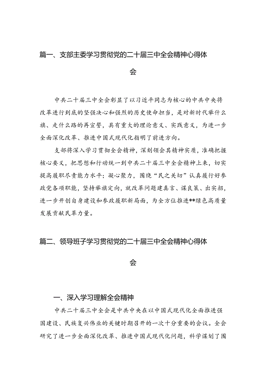 （15篇）支部主委学习贯彻党的二十三中全会精神心得体会范文.docx_第2页