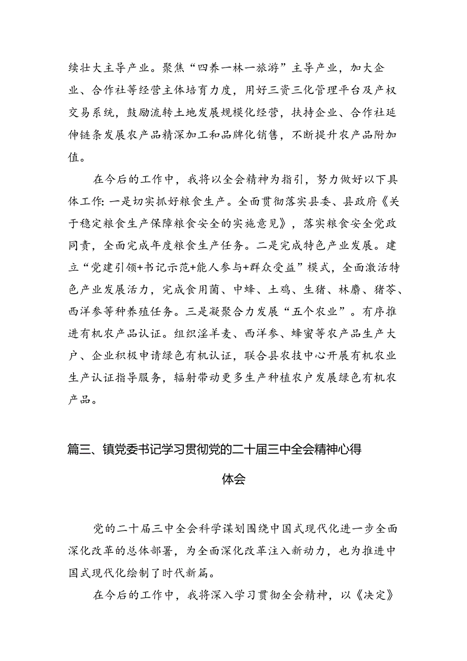 （11篇）镇党委书记学习贯彻党的二十三中全会精神心得体会最新资料.docx_第3页
