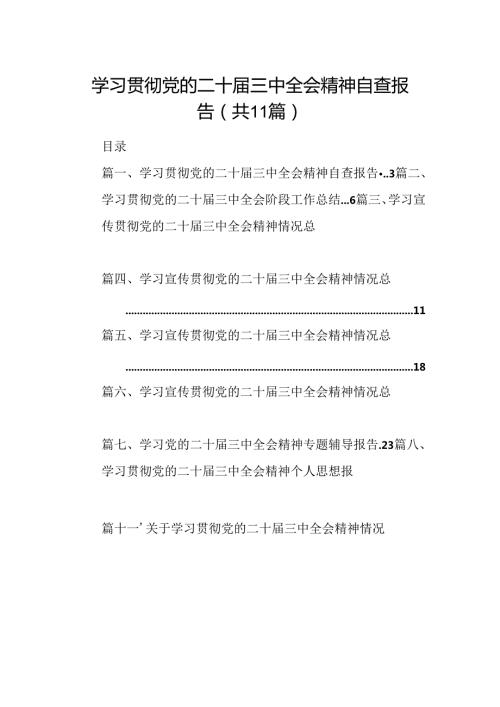 （11篇）学习贯彻党的二十三中全会精神自查报告（精选）.docx