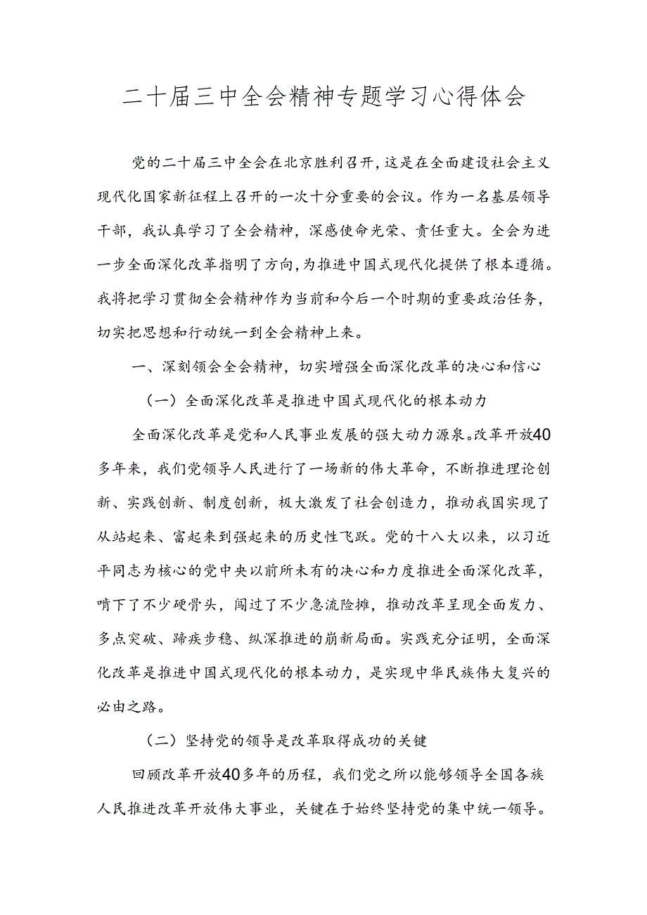 2024年党的二十三中全会精神专题学习心得体会.docx_第1页