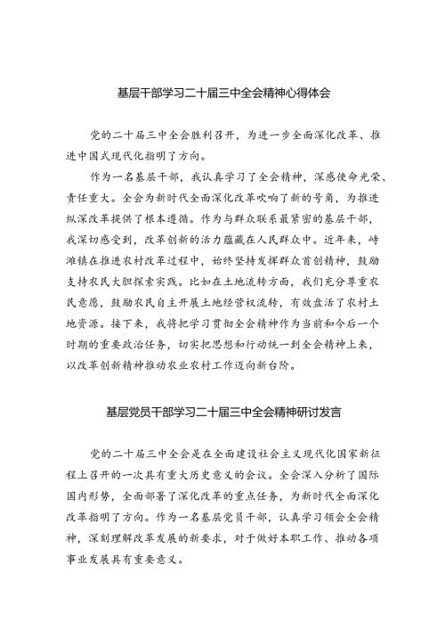 基层干部学习二十三中全会精神心得体会（共8篇）.docx