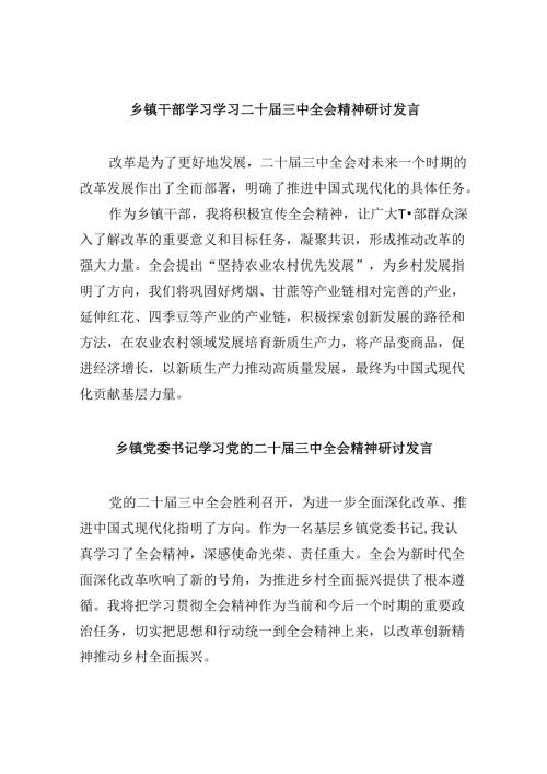 乡镇干部学习学习二十三中全会精神研讨发言8篇（精选）.docx