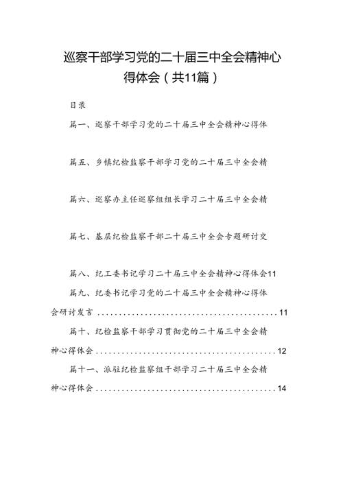 （11篇）巡察干部学习党的二十三中全会精神心得体会汇编.docx
