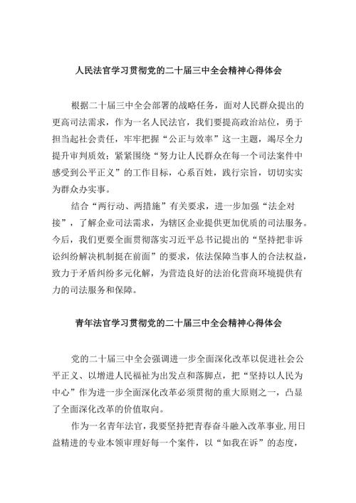 （11篇）人民法官学习贯彻党的二十三中全会精神心得体会专题资料.docx