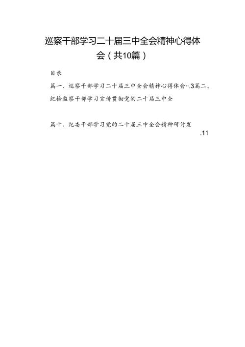 （10篇）巡察干部学习二十三中全会精神心得体会专题资料.docx