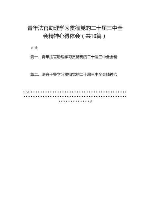 青年法官助理学习贯彻党的二十三中全会精神心得体会10篇（精选）.docx