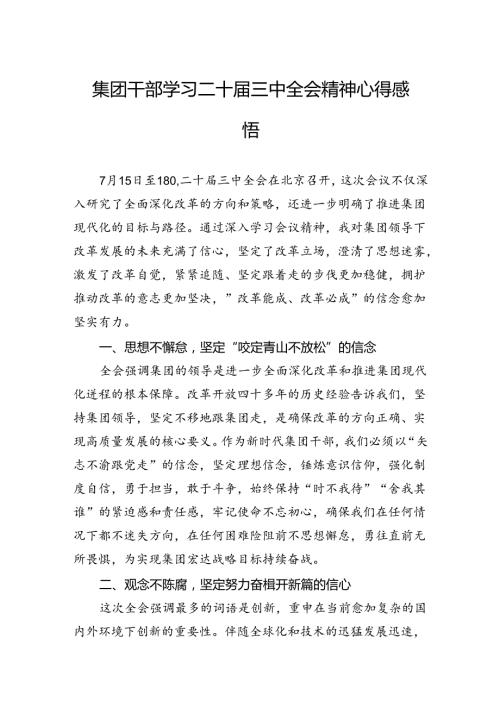 集团干部学习二十三中全会精神心得感悟(1).docx
